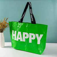 Tas Belanja Anyaman PP Organik Polos Kasual Kapasitas Besar OEM yang Dapat Disesuaikan, Tas Jinjing Anyaman PP Plastik dengan Pegangan Panjang Bermotif