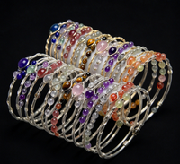 Bracelet manchette double cercle en pierres précieuses de haute qualité, améthyste et quartz rose, plaqué or/argent, fil enroulé DIY