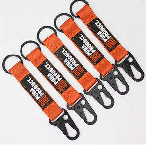 Tùy Chỉnh Cường Độ Cao Chiến Thuật Dệt Vải Vòng Chìa Khóa Chủ Dây Đeo PVC Nhãn Nylon Ngắn Dây Buộc Keychain - Product Image 2