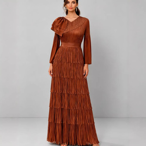 Robe plissée décontractée Miyake avec strass, grande taille, ample, à volants, style occidental, pour femme, vente en gros de vêtements en vrac, collection PY 2026 - Product Image 3