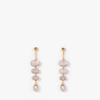 Pendientes de Perlas de Agua Dulce con Cuentas Doradas, Elegantes Pendientes Colgantes de Acero Inoxidable, Joyería de Moda para Mujer, Regalo