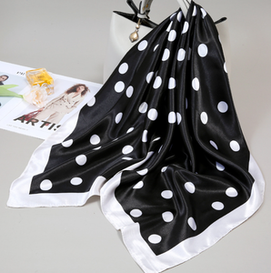 Large 90cm <b>Square</b> <b>Silk</b> <b>Scarf</b> White Camellia and Olive Leaf Print Luxury Gift Wrap Fashion Accessory - Product Image 2