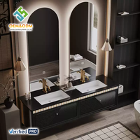 Meuble-lavabo de salle de bain moderne en bois massif style ferme/entrepôt 48 pouces OEM Juerte 2025 avec égouttoir en cuivre et miroir pour chambre et salle à manger