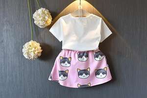 Nouveauté : Ensemble court imprimé chat pour filles, articles à succès rapides pour enfants, livraison directe depuis le marché chinois - Product Image 4