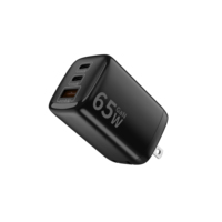Cargador Eléctrico GaN Justlink con Certificación ETL de 65W, Superrápido, Tipo-C PD, 2C1A, ABS, QC3.0, Adaptador de Corriente USB de 3 Puertos