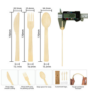 Muestra Gratuita, Vajilla Desechable Ecológica de Bambú al por Mayor, Tenedores y Cucharas Desechables Compostables de 170 mm para Restaurante y Hogar - Product Image 2