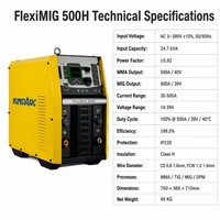 Machine à souder à l'arc Inverter 4-en-1 MIG/MMA/TIG KindArc Flexi MIG-500H 500A, prête pour la robotisation, 380V, usage intensif, 100% acier inoxydable