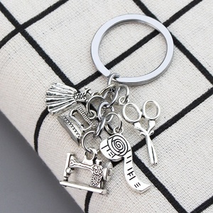 Hotsale Tự Làm Đồ Trang Sức Handmade Máy May Móc Chìa Khóa Kéo Cai Trị Thợ May Keyring Thiết Kế Thời Trang Công Cụ Nhỏ Kim Loại Móc Chìa Khóa - Product Image 6