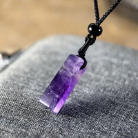 Collier pendentif barre en pierres de cristal, cadeau pierre de naissance de février, pour femmes et hommes, collier bâtonnet en quartz améthyste brut
