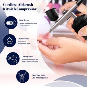 Kit aérographe rechargeable à double action avec piston en cuivre à connexion rapide, vitesse réglable 15-35 psi, mini compresseur facile à installer - Product Image 4