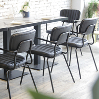 Ensemble table et chaises industriels en cuir Pu, siège en métal, pour café, salle à manger, café