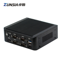 Zunsia Thin Client Mini PC Celeron J1900 Atom E3845 Dual Lan Quad Core 4COM X86 Linux Industrial Fanless Barebone Nano Mini Pc