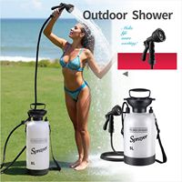 Douche de jardin portable en plastique Cargill 3-8L avec tuyau pour le camping en plein air, le surf et la plage - Kit de rinçage à pompe à air manuelle