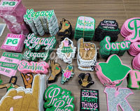 Commande urgente réduction tarifaire fer sur patchs de sororité patchs de sororité personnalisés rose et vert broderie Logo patchs de sororité pour vêtements