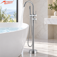 Robinet de baignoire sur pied en laiton à poignée unique, mitigeur de baignoire à montage au sol avec cartouche céramique, ensemble de douche traditionnel Grifo Tina