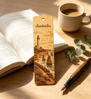 Marcapáginas de Madera Contrachapada con Impresión UV Personalizada, Marcapáginas de Recuerdo Costero con Faro de Australia, Regalo de Recuerdo de Viaje con Diseño Personalizado
