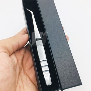 Pince à épiler pour extension de cils en acier inoxydable japonais argenté avec logo personnalisé pince à épiler applicateur à volume élevé pointe pointue - Product Image 4