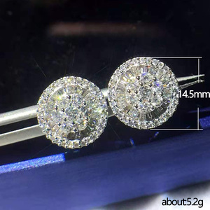 Orecchini rotondi floreali da donna, eleganti e scintillanti, gioielli alla moda per le orecchie - Product Image 5