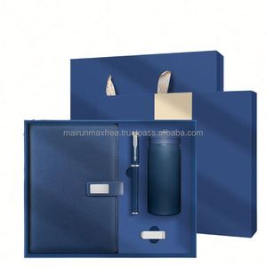 Luxury A5 PU Notebook Planner Custom Logo Corporate Gift Set Stainless Steel Thermos <b>Cup</b> Pen Silk Screen Printed Office Business - Product Image 1