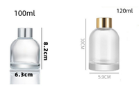 Bouteilles de diffuseur d'arômes en verre décoratif de luxe transparent givré vides de 100 ml, 150 ml, 200 ml avec bouchon à vis pour emballage de diffuseurs à bâtonnets