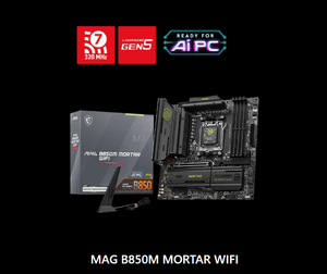 Carte mère de jeu M SI MAG B850M MORTAR WIFI AM5 mATX DDR5 WiFi 6 PCIe 5.0 M.2 pour processeur AMD Ryzen 7000 8000 9000 Series - Product Image 2