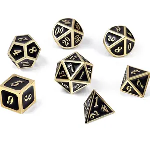 Dados de bronce personalizados, metal de lujo, múltiples lados que brillan en la oscuridad, D4, D6, D8, D12, D20, venta al por mayor