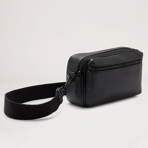 Bolso cruzado de cuero negro con cremallera para <span class=keywords><strong>hombre</strong></span>, <span class=keywords><strong>bandolera</strong></span> con logotipo personalizado - Product Image 2