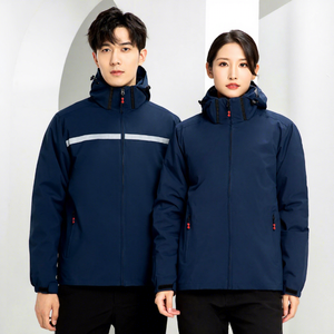 Куртка-бомбер унисекс с капюшоном на молнии, из полиэфирного волокна, ODM, съемная, 3-в-1, уличная одежда, со светоотражающими полосами - Product Image 2