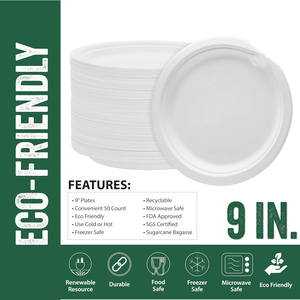150 Pack Customized Size Heavy-Duty <b>Disposable</b> Eco-Friendly 100% Compostable Bagasse Biodegradable <b>Plates</b> with Custom Logo - Product Image 2