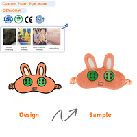 Masque de sommeil en peluche avec logo de marque OEM pour cadeaux promotionnels, fabricant de peluches, design personnalisé, masque pour les yeux en peluche sur mesure
