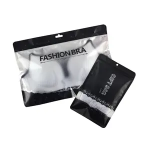 Custom Printing Logo Bikini Packaging Frosted Matte Zipper Bag Reusable Ziplock Pouch For Underwear