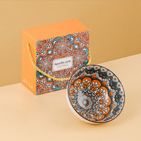 Ensemble de bols en céramique et porcelaine de 4,5 pouces, style bohème et luxe léger, vintage, passe au micro-ondes, boîte cadeau avec cuillère pour cadeau de mariage