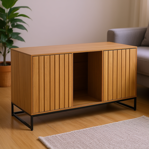 Mobiletto per Lettiera Gatti 47.2 Pollici in Bambù, Impermeabile, con Armadietto Nascosto, Casetta per Gatti, Forma Rettangolare - Product Image 2