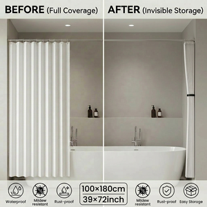 Rideau de douche magnétique pliable moderne 100*180cm 230GSM, paravent de douche accordéon peu encombrant pour petites salles de bain étroites - Product Image 4