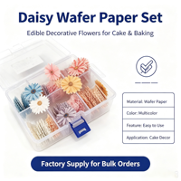 Boîte de papier gaufré pour feuilles comestibles assorties à motifs floraux, boîte de rangement, vente en gros, directement de l'usine, fourniture OEM, en stock, pour décoration de gâteaux