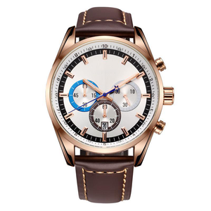 Reloj de Lujo para Hombre, Correa de Cuero Genuino y Nailon, Resistente al Agua, Multifuncional, Cuarzo, Cronógrafo, Manecillas de Aleación, 44mm - Product Image 1
