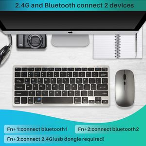 Teclado y ratón inalámbricos estándar de 78 teclas Conexión de ordenador múltiple Ratón y teclado Bluetooth - Product Image 5