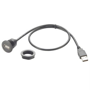 สายต่อขยาย USB2.0 USB-A แบบตัวผู้ต่อตัวเมีย ขนาด 22 มม. สำหรับติดตั้งบนแผงวงกลม, ช่องเสียบ USB แบบฝังในแผงหน้าปัด, สายต่อ USB-A แบบติดตั้งบนตัวเครื่อง - Product Image 1