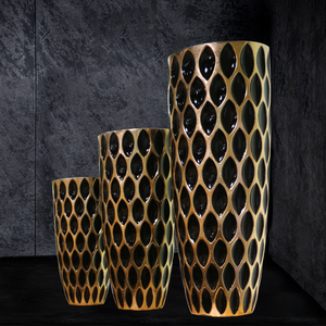 Florero de lujo negro y dorado para decoración del hogar Florero de piso Florero grande de <span class=keywords><strong>36</strong></span> pulgadas de alto - Product Image 4