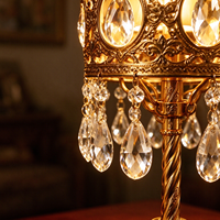 Lampe de table vintage française en cristal doré, lustre de luxe K9, lampe de chevet pour chambre d'hôtel