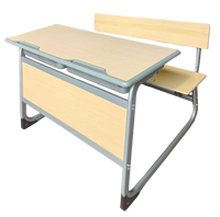 Chaises d'école doubles et bureaux d'étude en panneaux de densité pour salles de classe, mobilier scolaire personnalisable en couleurs variées