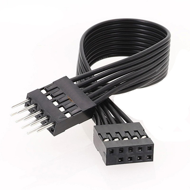 Lingable USB 2.0 9pin Male Female Adapter Flat Cable 20CM 30CM 50CM PVC Jacket Braid for Computer Motherboard Mainboard Header