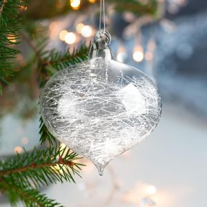 <strong>Large</strong> Borosilicate Glass Christmas <strong>Baubles</strong> with Clear Snowflake Dots Hanging Ornaments for <strong>Xmas</strong> Party Home Decor - Product Image 6