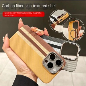 Cho Kevlar Mô Hình Từ Trường Hợp Đối Với iPhone 16 <span class=keywords><strong>Pro</strong></span> Max Carbon Fiber Sang Trọng Điện Thoại Grip Drop-Resistant Bảo Vệ Trường Hợp Apple 15 - Product Image 2