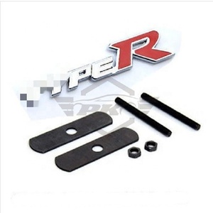 Nouveauté Décoration de voiture Logo 3D en métal Type R Emblème de calandre avant Autocollant de coffre arrière Badge pour <span class=keywords><strong>Honda</strong></span> Civic TYPER CRV HRV Fit - Product Image 1