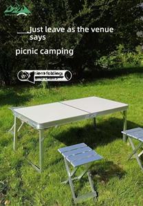 Wayon Taşınabilir Alüminyum Alaşımlı Katlanabilir Açık Hava Masa Seti, Kamp Piknikleri Arka Bahçe Partisi Bahçe Yemekleri için 2 Tabureli - Product Image 4