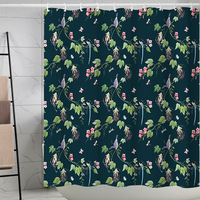 Ensemble de 4 pièces pour salle de bain : Rideau de douche imperméable en polyester à imprimé floral, Tapis de bain antidérapant, Housse de siège de toilette, Tapis en U, Impression personnalisée