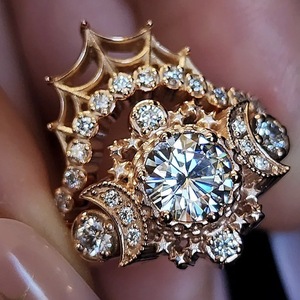 Anillo de compromiso de moda europeo-americana transfronterizo con diseño de Diosa Lunar, estrella, luna y telaraña, anillo para mujer, anillos de boda KC Venus - Product Image 2