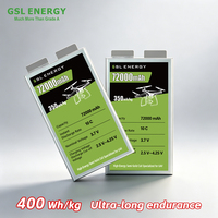Cellules de batterie GSL ENERGY 72000mAh pour drones, 350Wh/kg, cellules de puissance solides pour drones, 10C, OEM ODM, pour projets de drones UAV