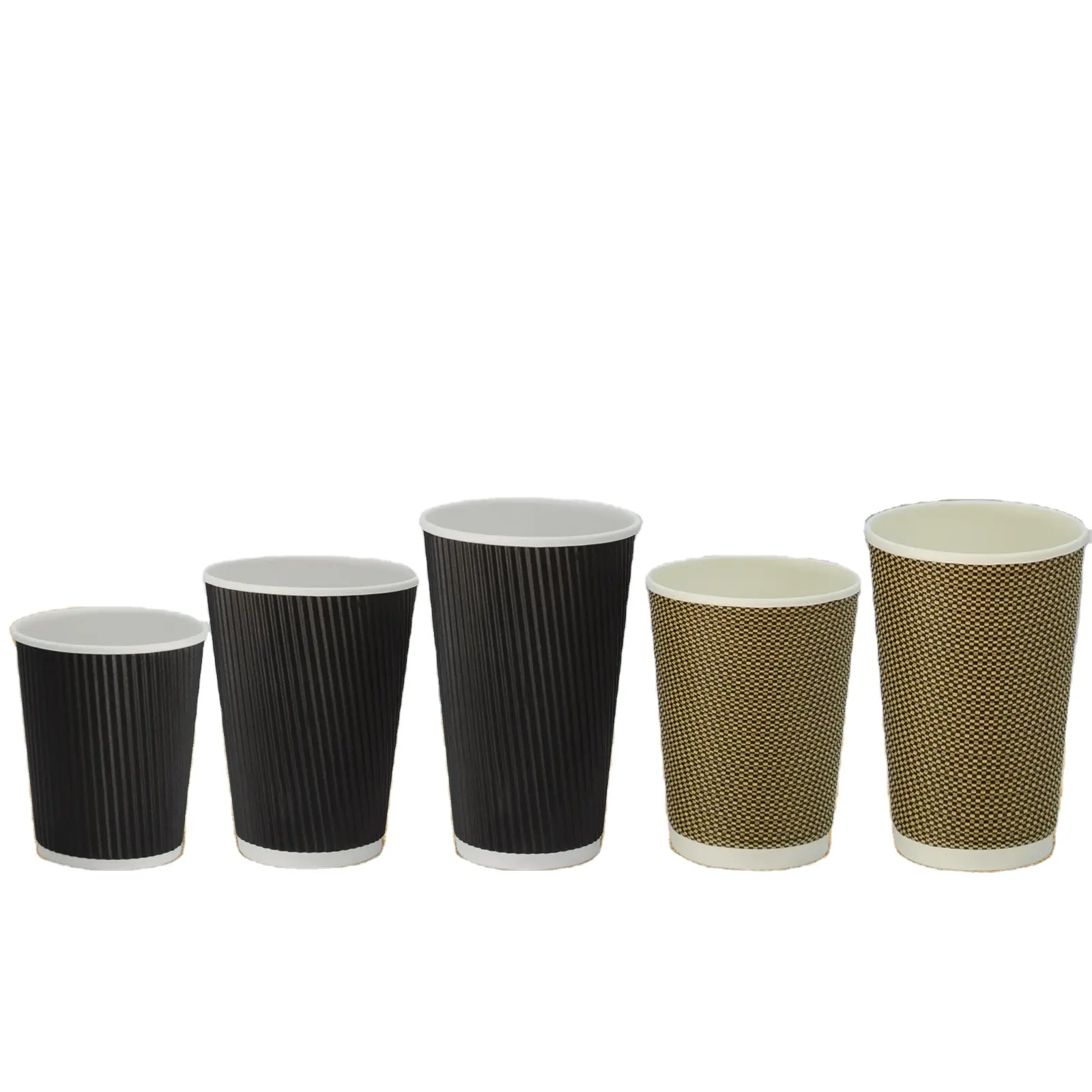 Venda quente Alta qualidade Double Wall Hot Drink Paper Cup com tampa 6oz 8oz 12oz 14oz Craft Paper Tea Cup OEM Beverage Juice Cups